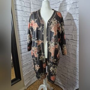 Philosophy Floral Faux Leather Dinner Jacket with V-Neck